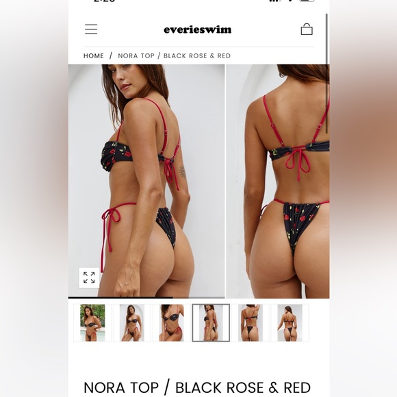 New Never worn! Black red rose bikini. - Picture 5 of 6